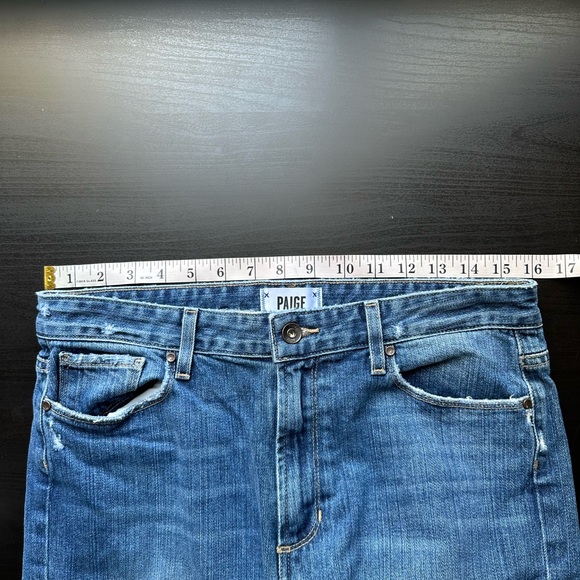 PAIGE Blue Denim High Rise Sarah Straight Lexington Designer Jeans Size 30 EUC - Picture 12 of 12